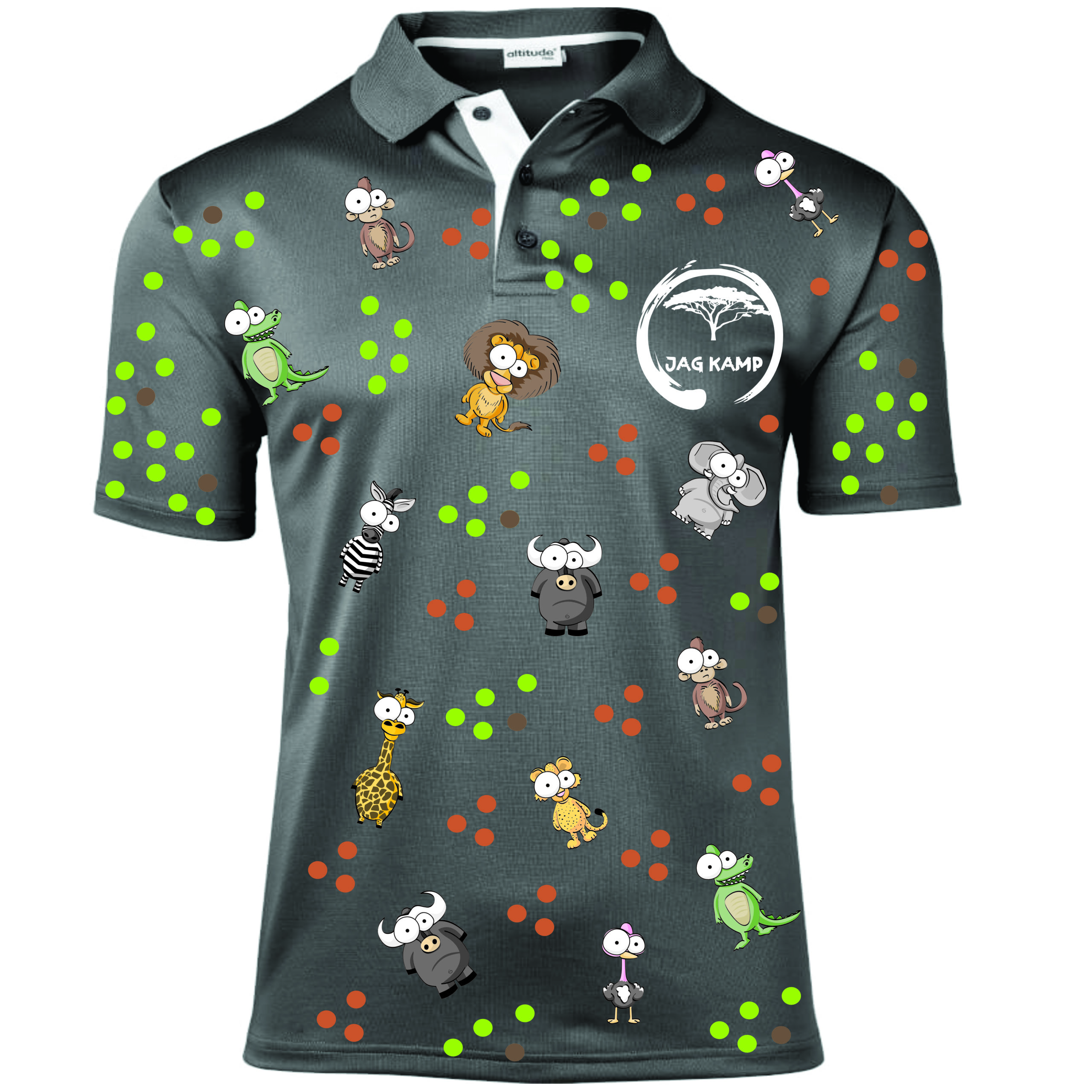 Golf Shirt - Animated Character - Grey