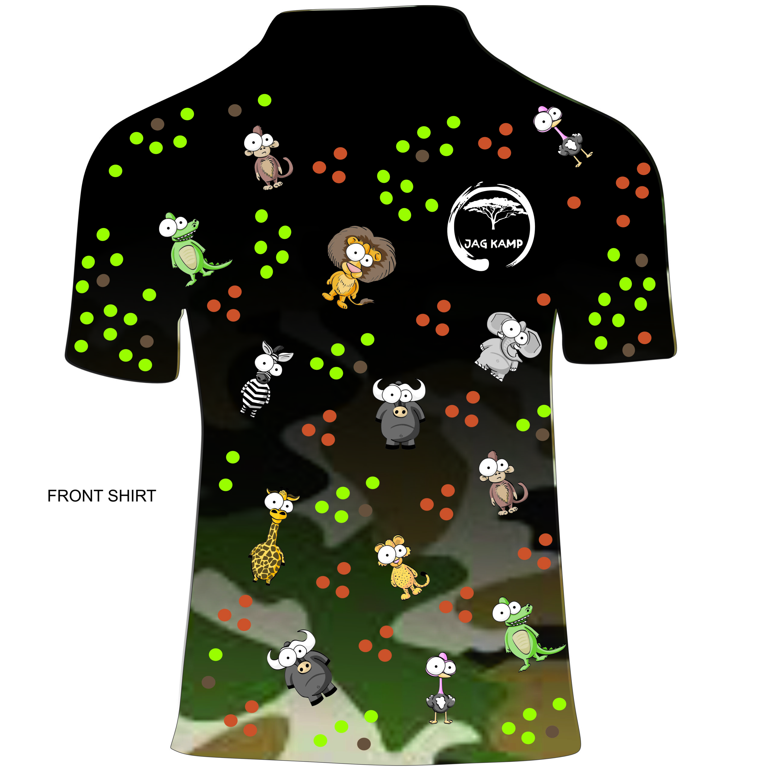 Golf Shirt - Animated Character - Black and Camo Hem