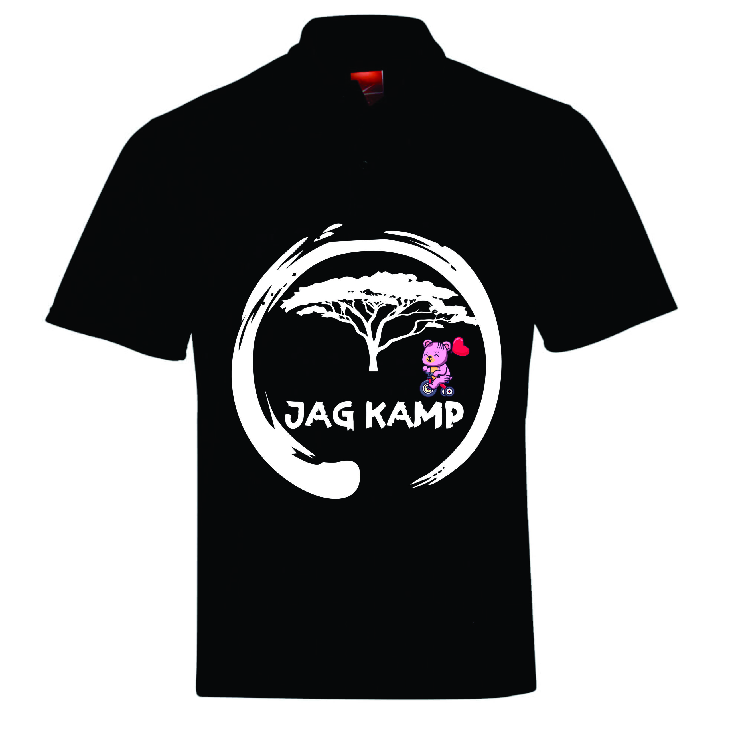 Golf Shirt - Animated Character - Black Baby Bear