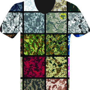 V Neck  - Camo Green Multi Block