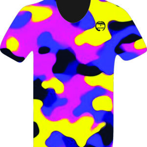 V Neck  - Camo Yellow Retro